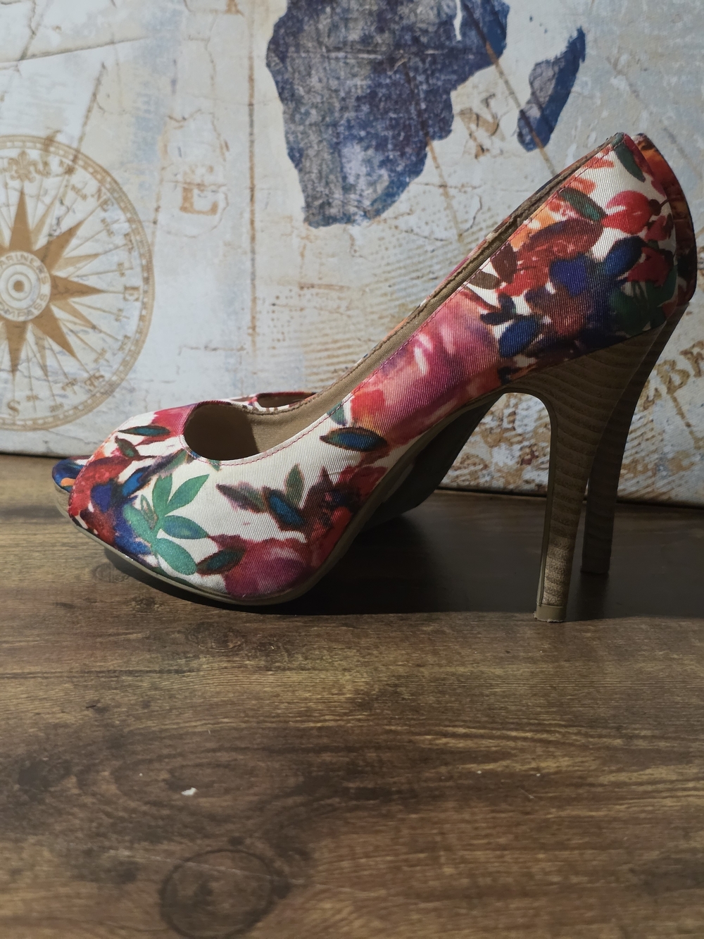Christian Siriano Floral Peep-Toe Pumps - Pink, Red, Green